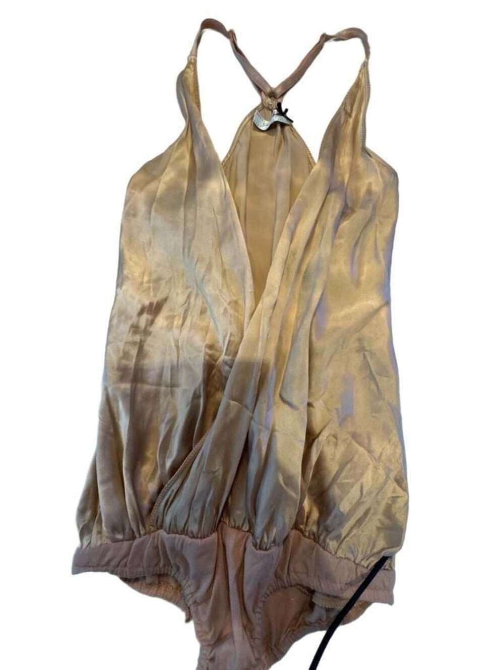 Guess Jeans Satin Bodysuit with Crisscross Back Straps size Med
